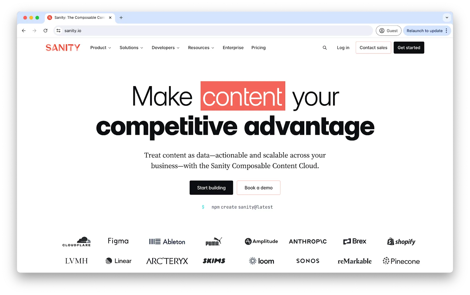 Sanity Homepage - Headless CMS