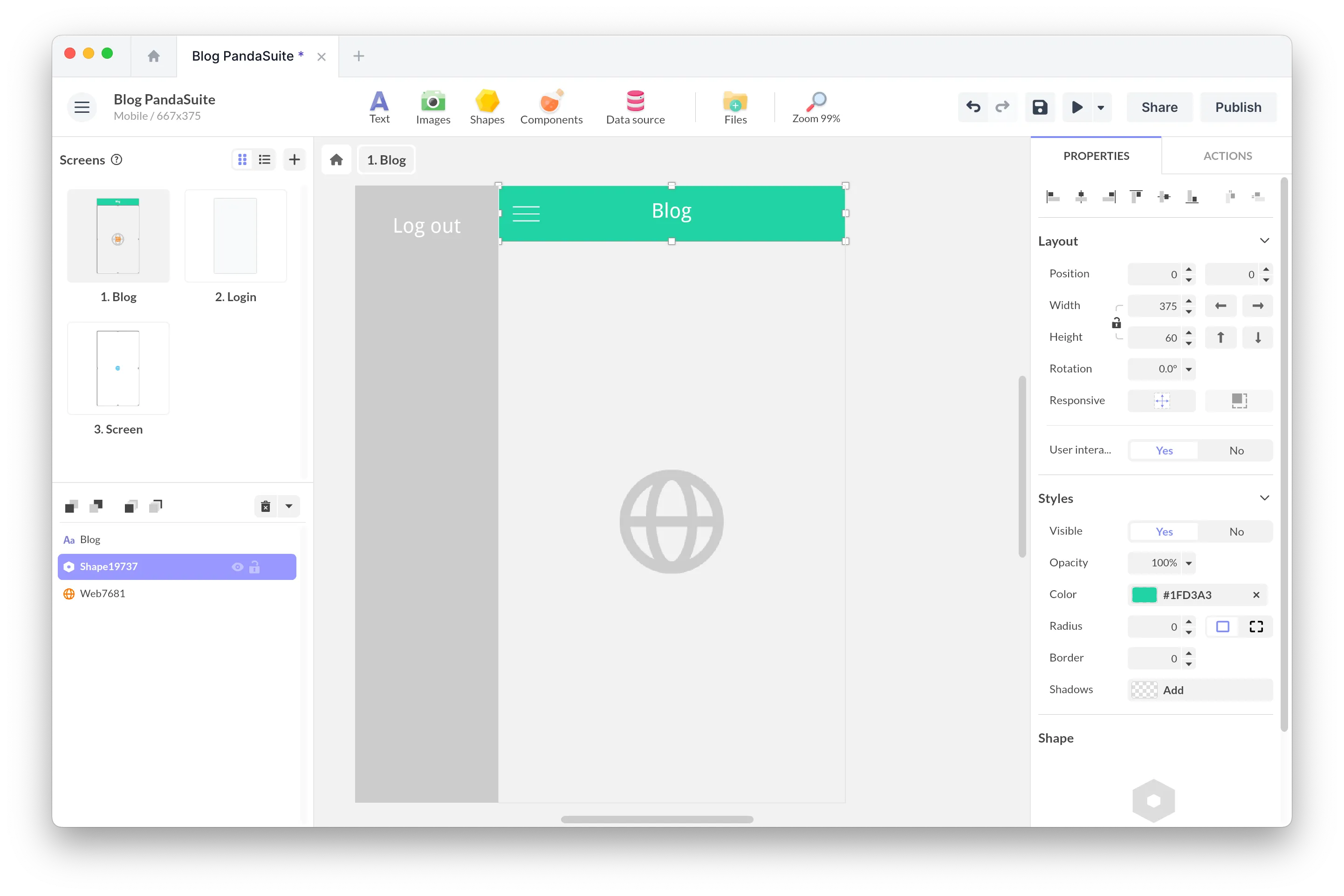 Add app-specific content like a header