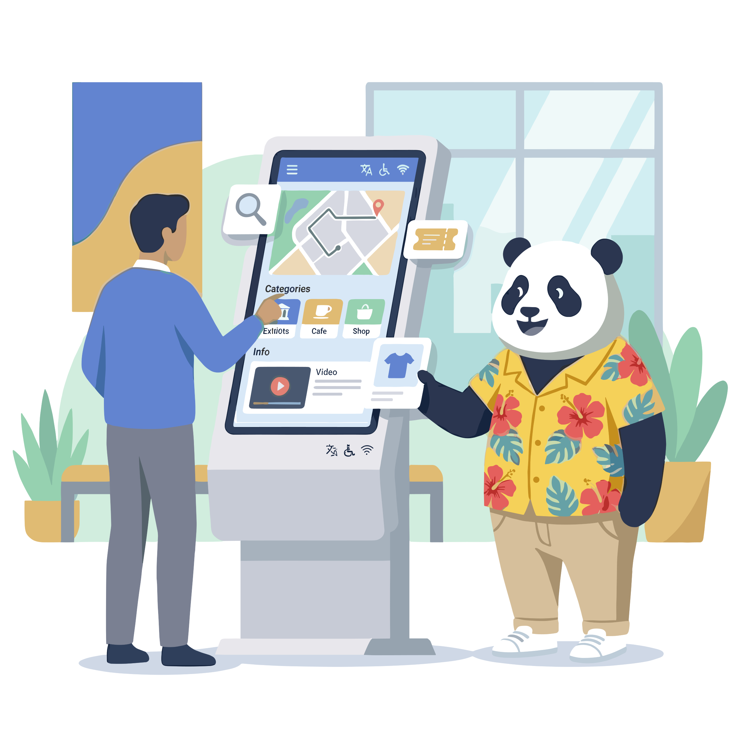 Interactive kiosk interface with user browsing products