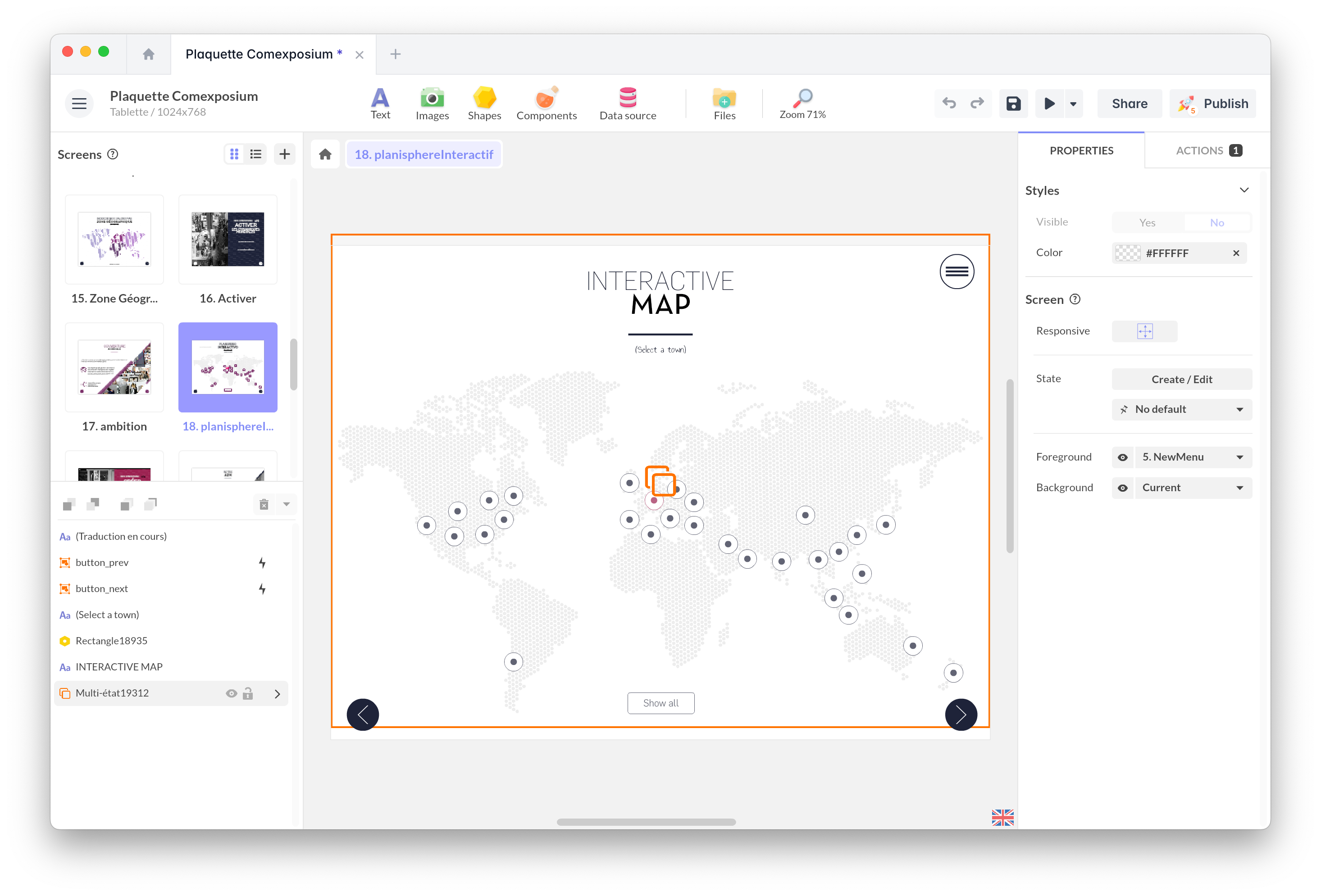 Screenshot of PandaSuite Studio interactive presentation software